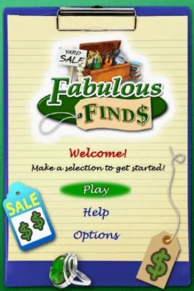 Fabulous Finds (Europe) screen shot title